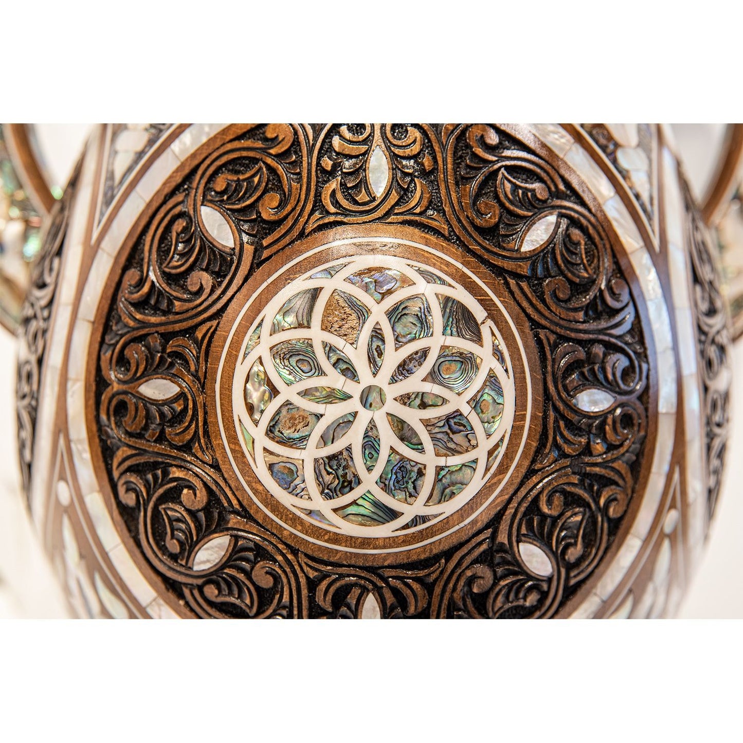 Large Wooden Dallah with MOP Inlay