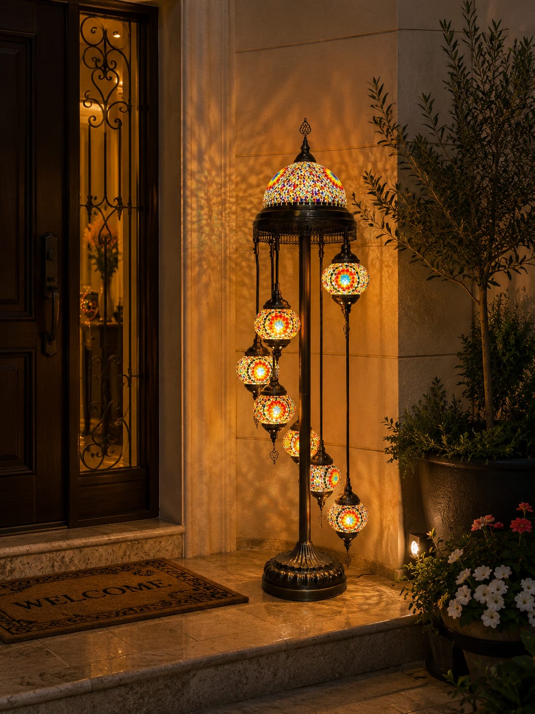 Turkish Mosaic Glass Floor Lamp - 1923-7F