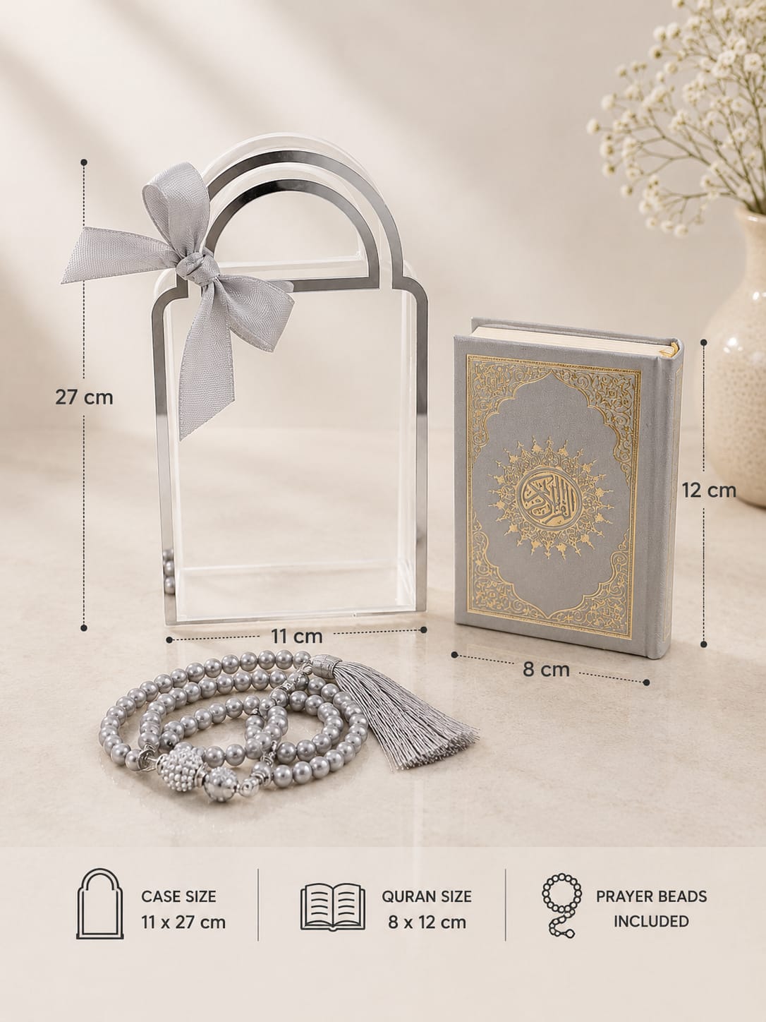 Mini Quran with Prayer Beads & Decorative Case Set - 0978-