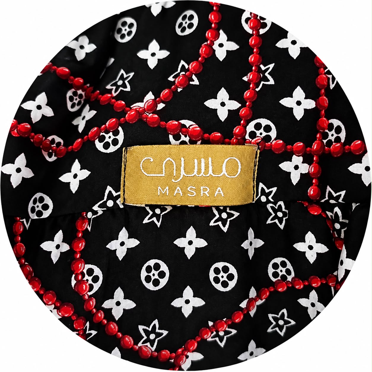 Crimson Charm Black Non-Iron Fabric - Prayer Dress