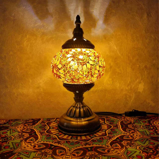 Turkish Mosaic Glass Handcrafted Table Lamp – Multicolor Star Pattern - 6602-1T