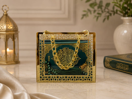 Mini Quran with Prayer Beads & Decorative Case Set -11241-