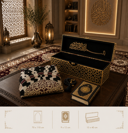 Royal Quran Gift Set with Prayer Mat, Tasbih & Luxury Box -0431-