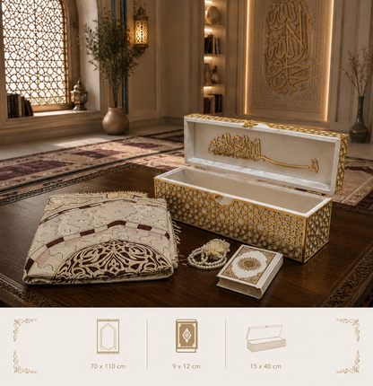 Royal Quran Gift Set with Prayer Mat, Tasbih & Luxury Box -0431-