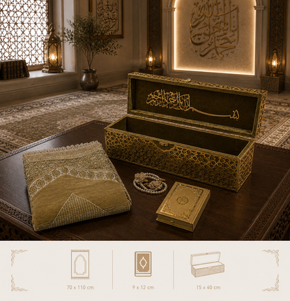 Royal Quran Gift Set with Prayer Mat, Tasbih & Luxury Box -0431-