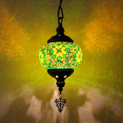Turkish Multicolor Wave Mosaic Handcrafted Ceiling Lantern - 6602-1P