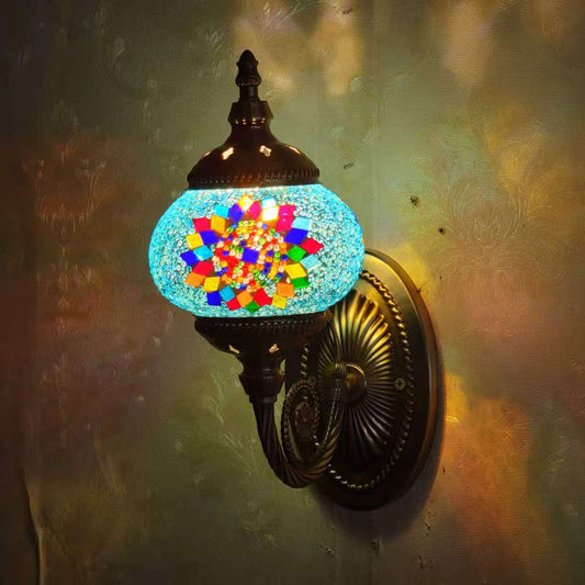 Turkish Rainbow Mosaic Wall Lamp Handcrafted Glass Sconce - 2000-1W