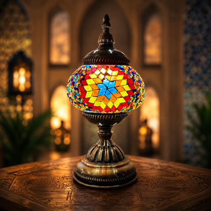 Turkish Mosaic Glass Handcrafted Table Lamp - 6602-1T(USB)