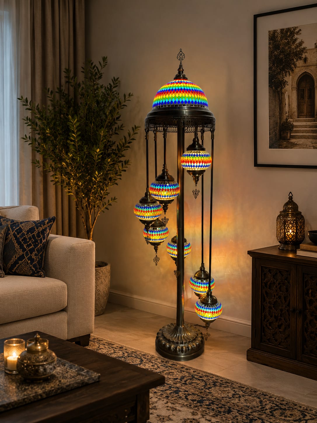 Turkish Mosaic Glass Floor Lamp - 1923-7F