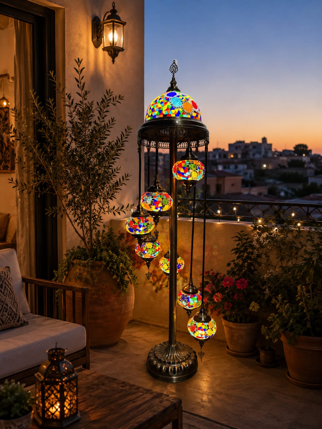 Turkish Mosaic Glass Floor Lamp - 1923-7F