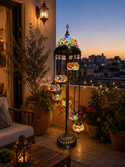 Turkish Mosaic Glass Floor Lamp - 1923-7F