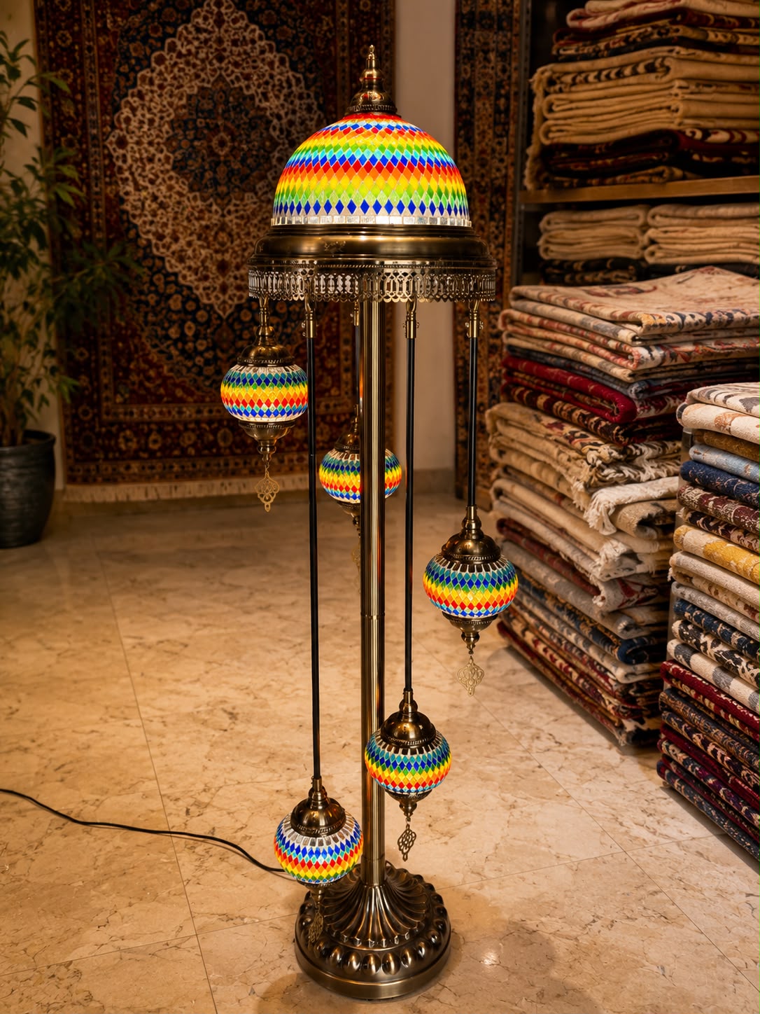 Turkish Mosaic Glass Floor Lamp - 1923-5F