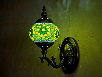 Turkish Honeycomb Mosaic Wall Lamp – Handcrafted Multicolor Glass Wall Sconce - 1320-1W