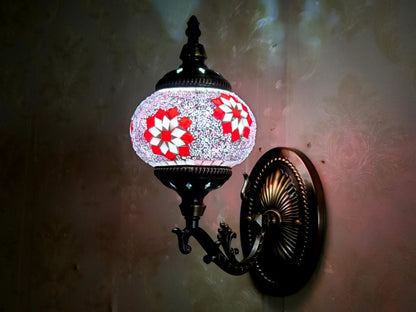 Turkish Honeycomb Mosaic Wall Lamp – Handcrafted Multicolor Glass Wall Sconce - 1320-1W