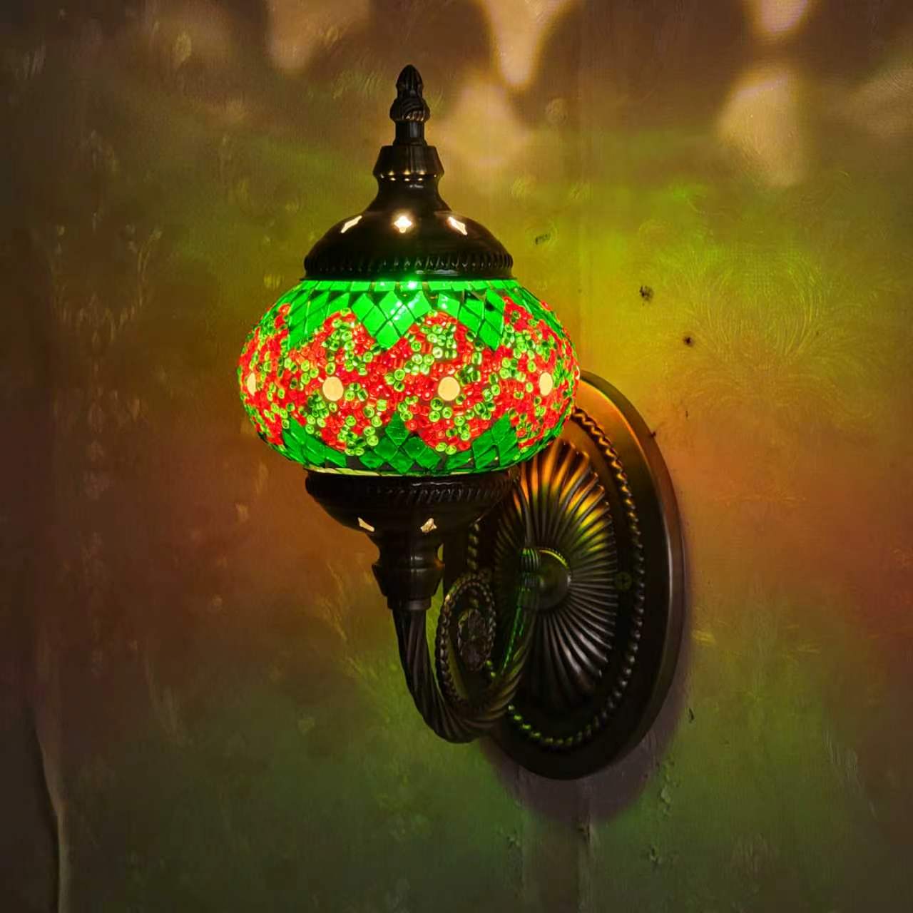 Turkish Rainbow Mosaic Wall Lamp Handcrafted Glass Sconce - 2000-1W
