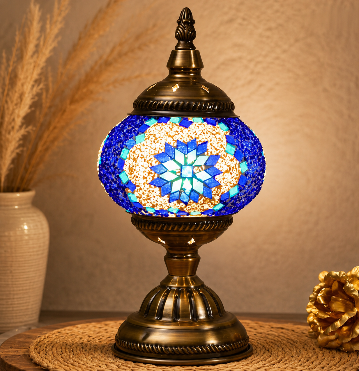 Turkish Mosaic Glass Handcrafted Table Lamp - 6602-1T(USB)