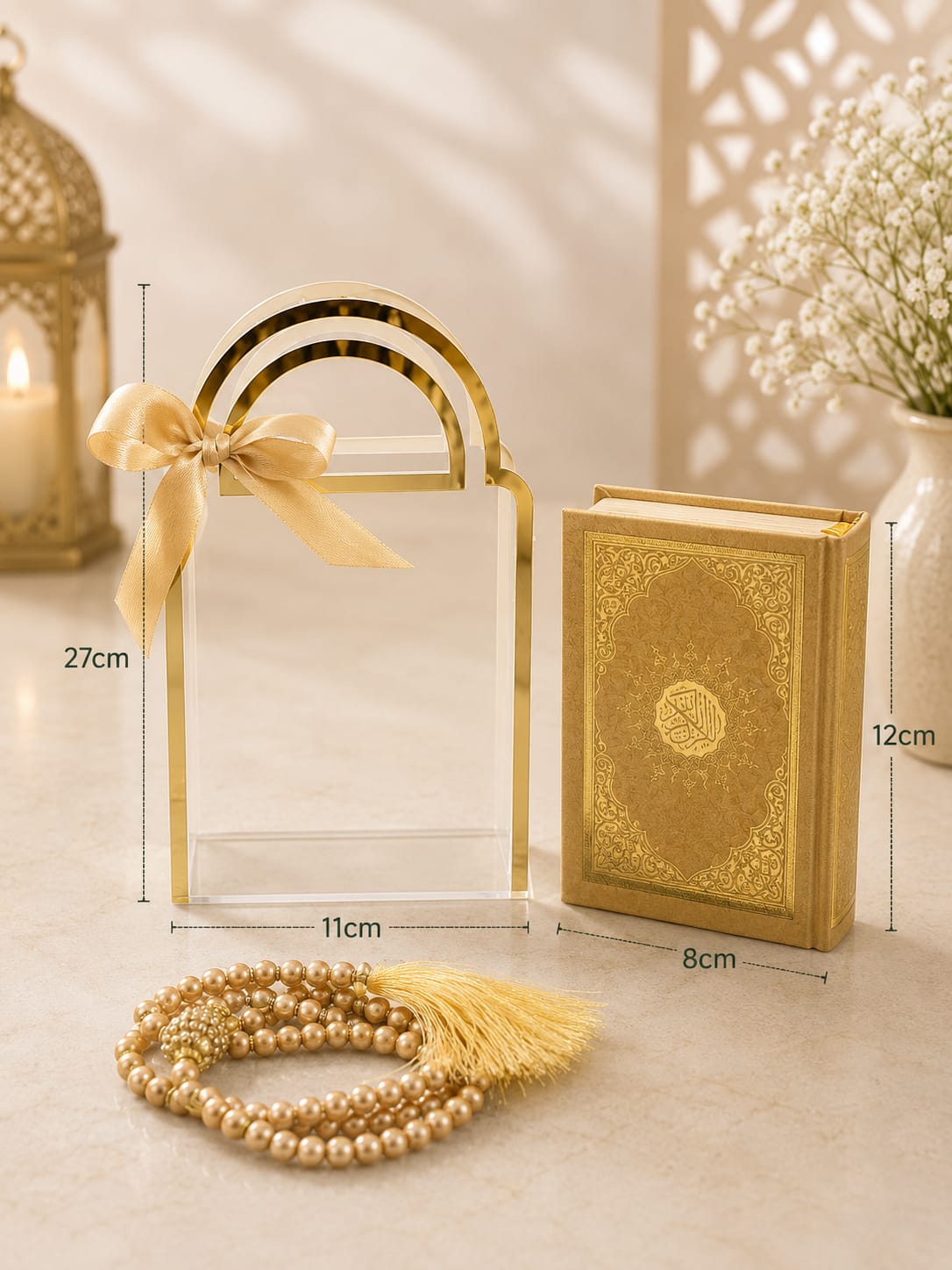 Mini Quran with Prayer Beads & Decorative Case Set - 0978-