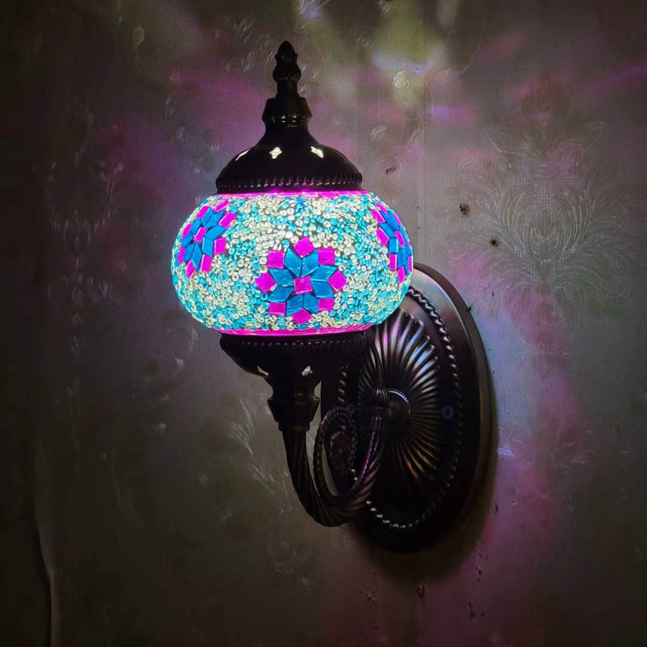 Turkish Rainbow Mosaic Wall Lamp Handcrafted Glass Sconce - 2000-1W