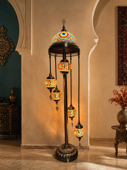 Turkish Mosaic Glass Floor Lamp - 1923-5F
