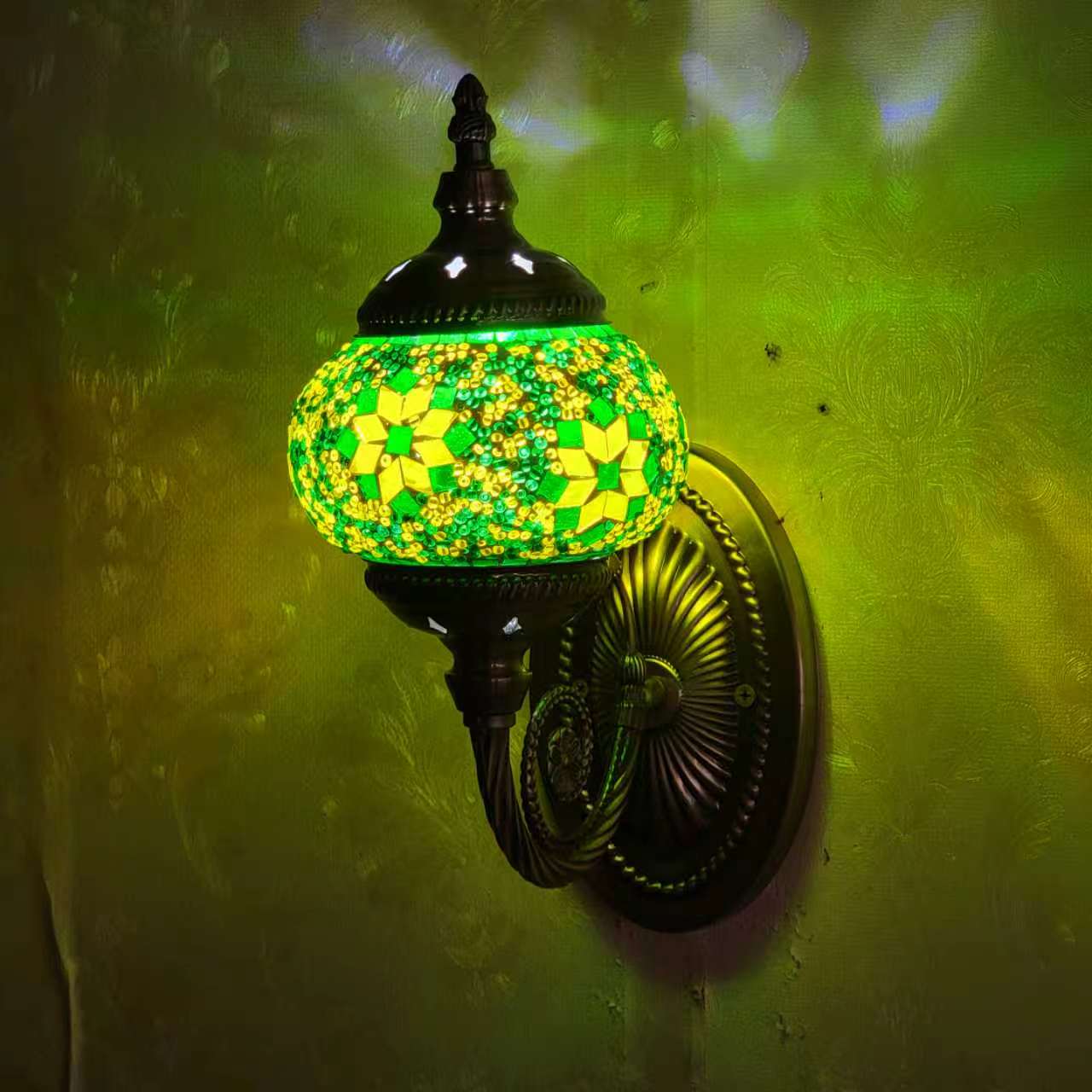 Turkish Rainbow Mosaic Wall Lamp Handcrafted Glass Sconce - 2000-1W