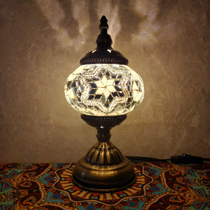 Turkish Mosaic Glass Handcrafted Table Lamp – Multicolor Star Pattern - 6602-1T