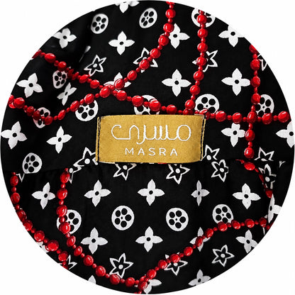 Crimson Charm Black Non-Iron Fabric - Prayer Dress