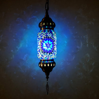 Turkish Mosaic Glass Handcrafted Cylinder Lantern - 6776-1P(12cm)