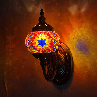 Turkish Rainbow Mosaic Wall Lamp Handcrafted Glass Sconce - 2000-1W