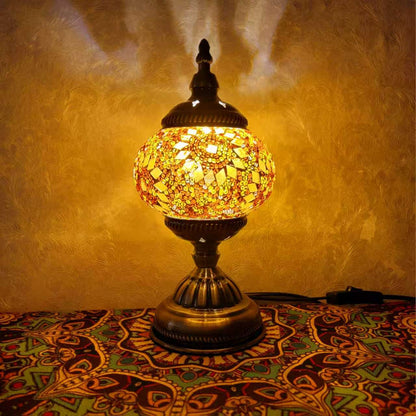 Turkish Mosaic Glass Handcrafted Table Lamp – Multicolor Star Pattern - 6602-1T