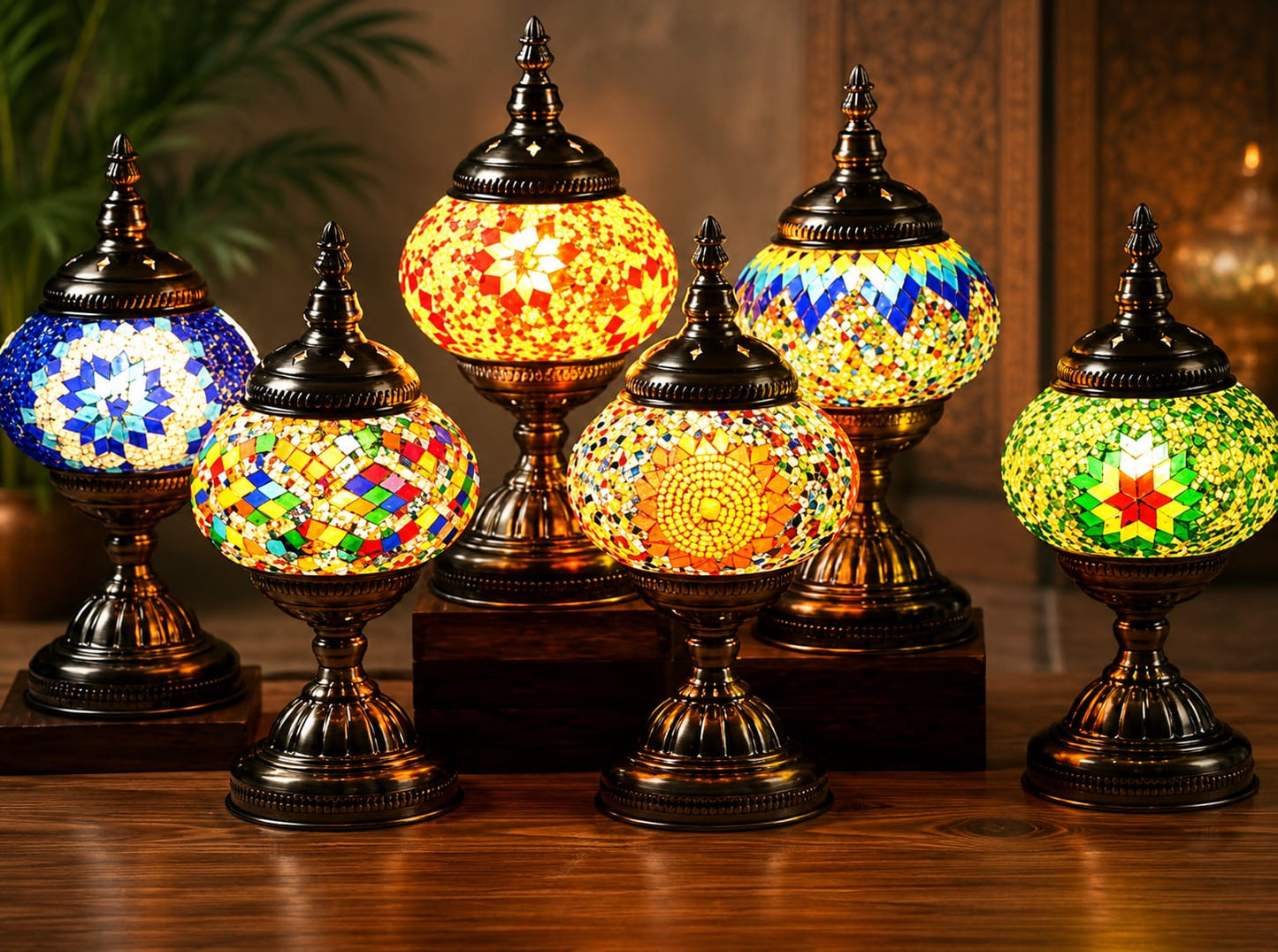 Turkish Mosaic Glass Handcrafted Table Lamp - 6602-1T(USB)