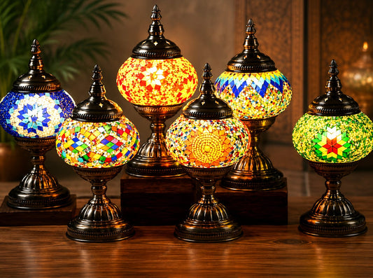Turkish Mosaic Glass Handcrafted Table Lamp - 6602-1T(USB)