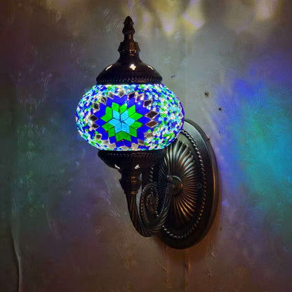 Turkish Rainbow Mosaic Wall Lamp Handcrafted Glass Sconce - 2000-1W