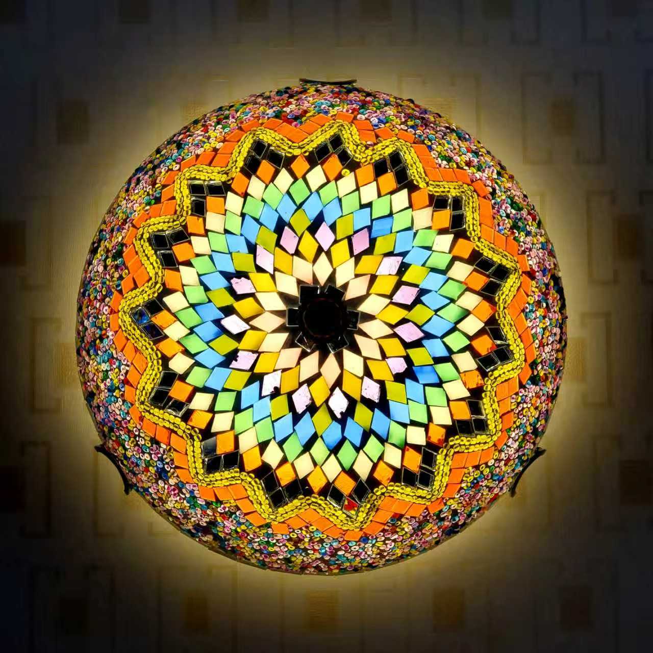 Antalya Sunrise Turkish Mosaic Glass Lamp Handcrafted - 6640