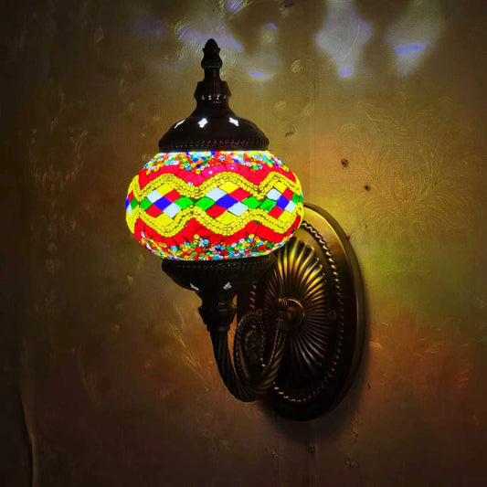 Turkish Rainbow Mosaic Wall Lamp Handcrafted Glass Sconce - 2000-1W